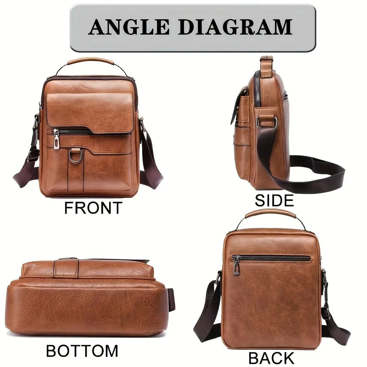 Brand Men Shoulder Bag for 9.7" iPad Men PU Leather Crossbody Business Flap Solid Messenger Bag Travel Bag - My Web Bazaar