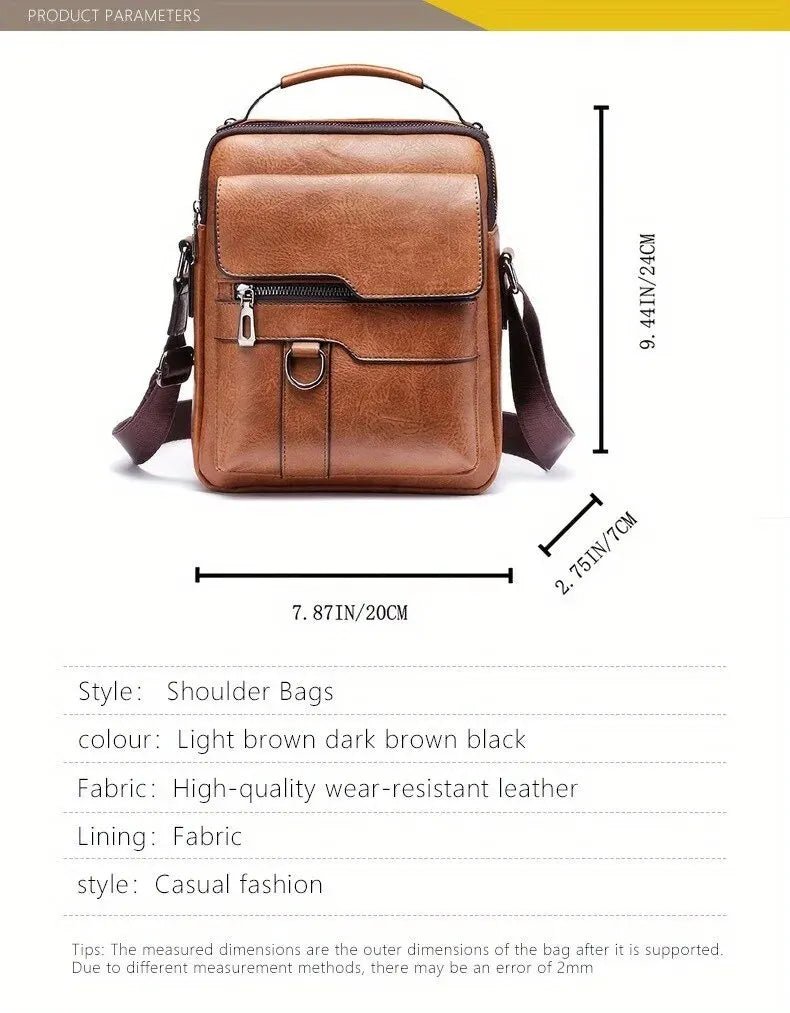 Brand Men Shoulder Bag for 9.7" iPad Men PU Leather Crossbody Business Flap Solid Messenger Bag Travel Bag - My Web Bazaar