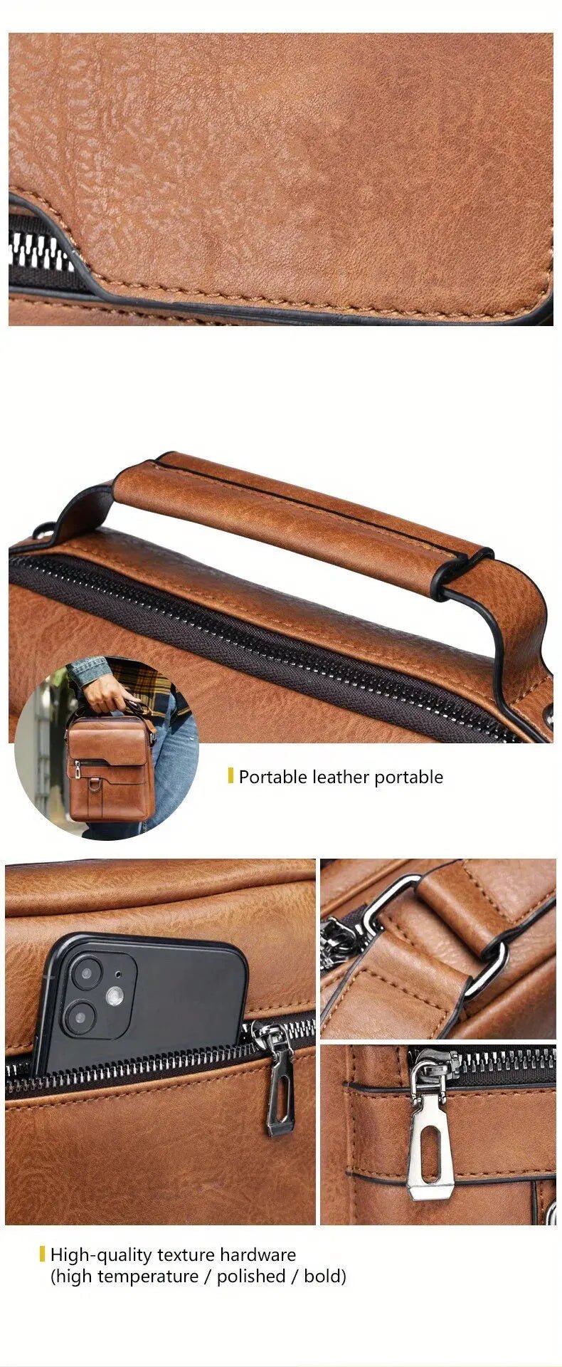 Brand Men Shoulder Bag for 9.7" iPad Men PU Leather Crossbody Business Flap Solid Messenger Bag Travel Bag - My Web Bazaar