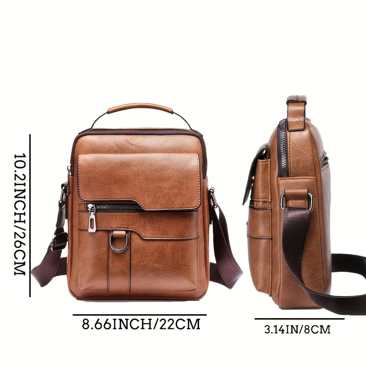Brand Men Shoulder Bag for 9.7" iPad Men PU Leather Crossbody Business Flap Solid Messenger Bag Travel Bag - My Web Bazaar