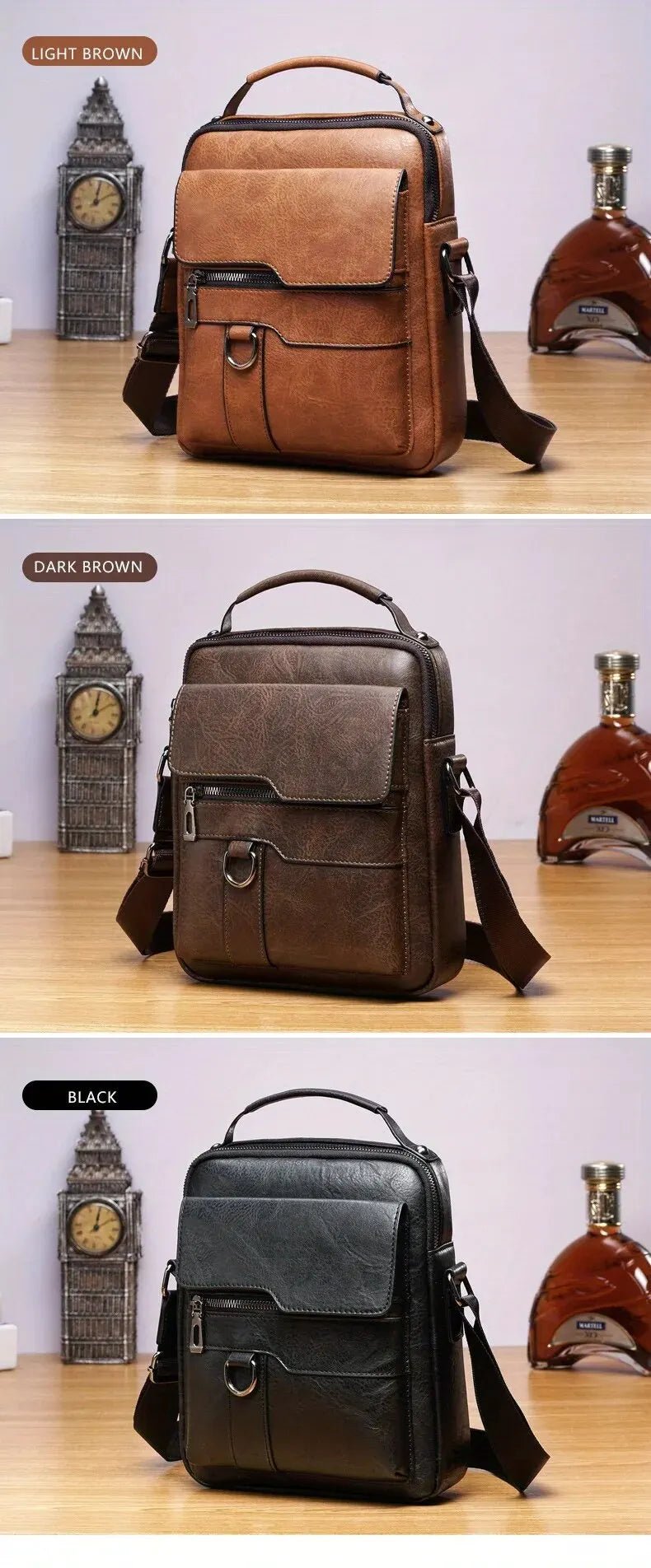 Brand Men Shoulder Bag for 9.7" iPad Men PU Leather Crossbody Business Flap Solid Messenger Bag Travel Bag - My Web Bazaar