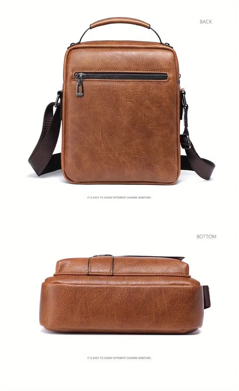 Brand Men Shoulder Bag for 9.7" iPad Men PU Leather Crossbody Business Flap Solid Messenger Bag Travel Bag - My Web Bazaar