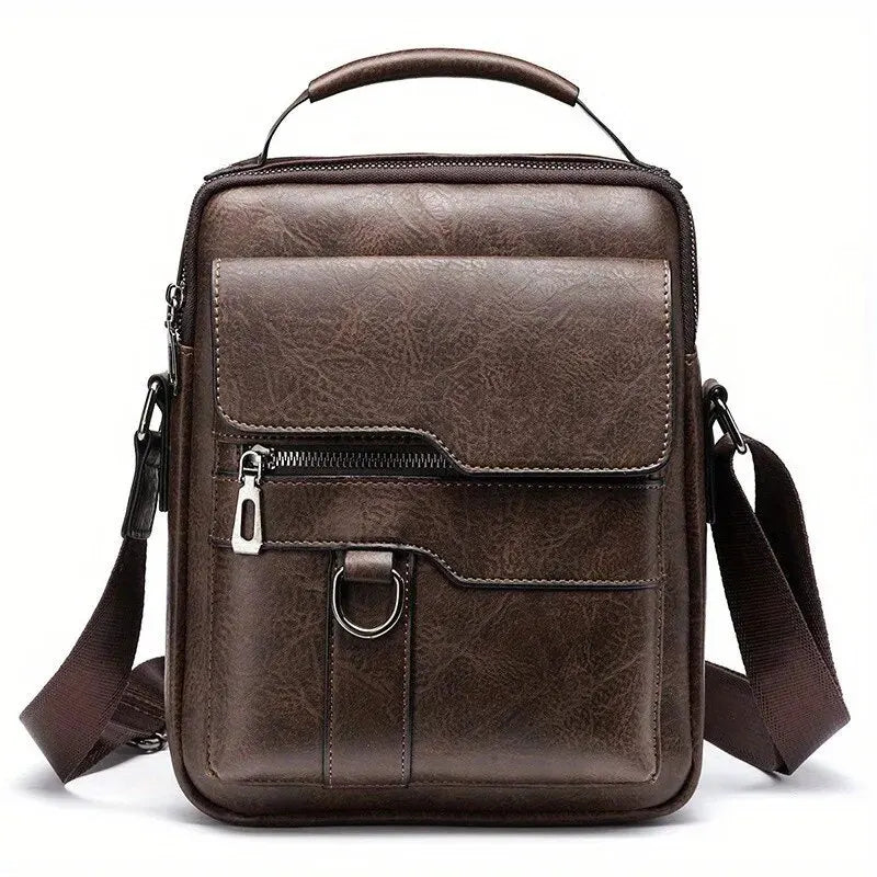 Brand Men Shoulder Bag for 9.7" iPad Men PU Leather Crossbody Business Flap Solid Messenger Bag Travel Bag - My Web Bazaar
