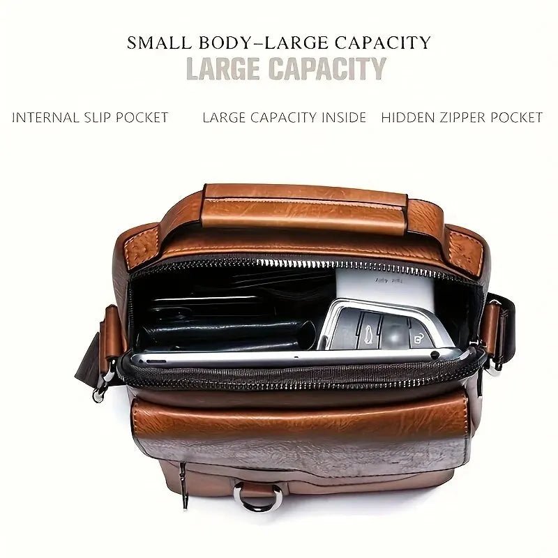 Brand Men Shoulder Bag for 9.7" iPad Men PU Leather Crossbody Business Flap Solid Messenger Bag Travel Bag - My Web Bazaar