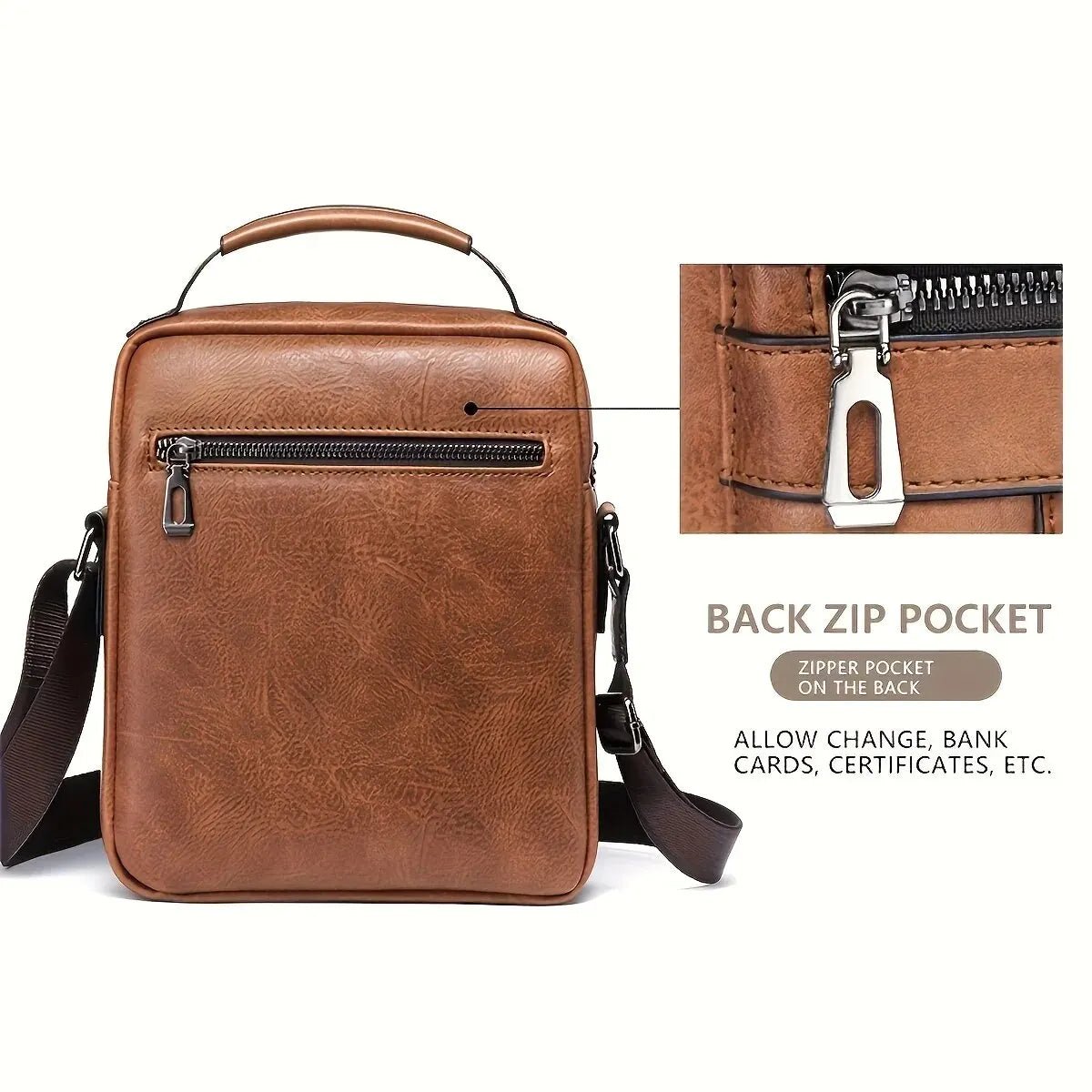 Brand Men Shoulder Bag for 9.7" iPad Men PU Leather Crossbody Business Flap Solid Messenger Bag Travel Bag - My Web Bazaar