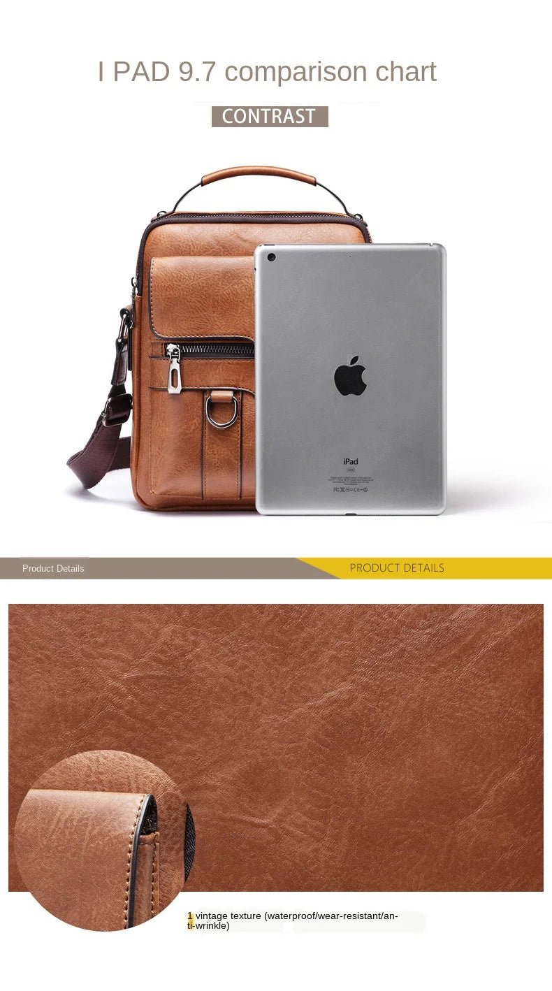 Brand Men Shoulder Bag for 9.7" iPad PU Leather Flaps Crossbody Bag - My Web Bazaar