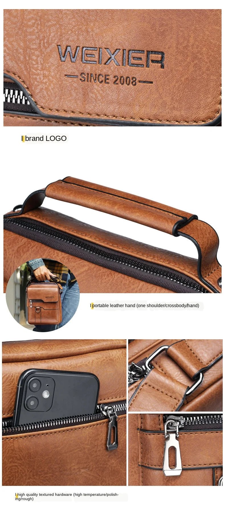 Brand Men Shoulder Bag for 9.7" iPad PU Leather Flaps Crossbody Bag - My Web Bazaar