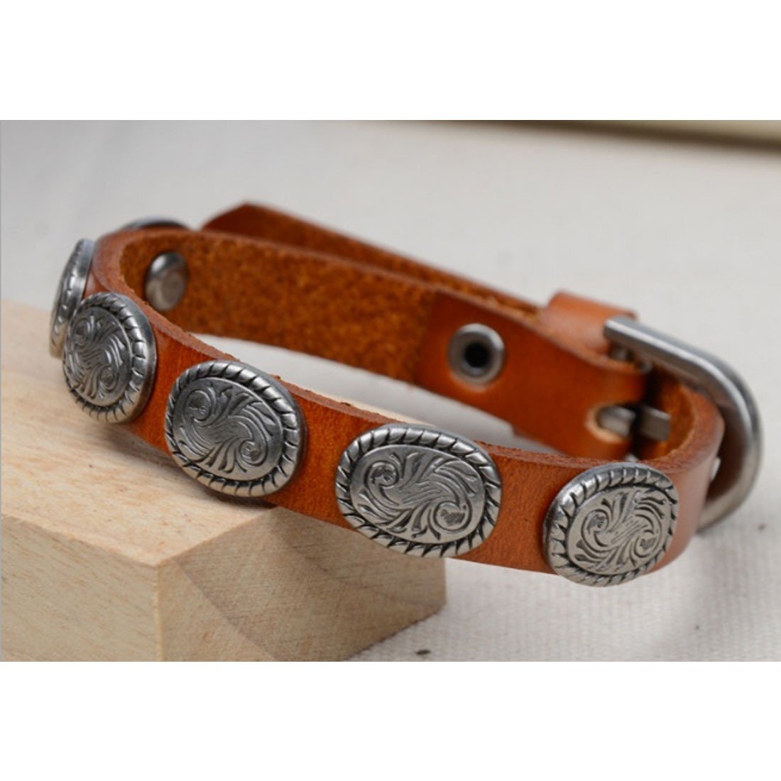Brown Wrangler Vintage Look Leather Bracelet | Rugged Charm - My Web Bazaar