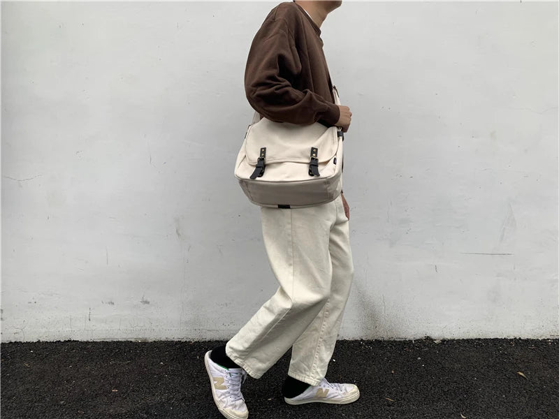 Causal Men‘s Bag Flap Buckle Shoulder Men Bag Japanese Teenager School Sling Man Streetwear Men Travel Cross Bags for Men - My Web Bazaar