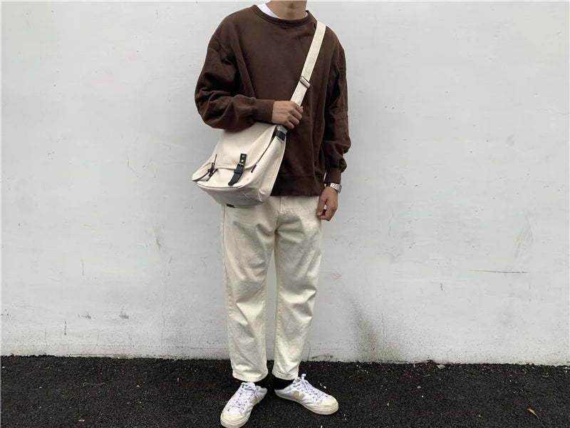 Causal Men‘s Bag Flap Buckle Shoulder Men Bag Japanese Teenager School Sling Man Streetwear Men Travel Cross Bags for Men - My Web Bazaar