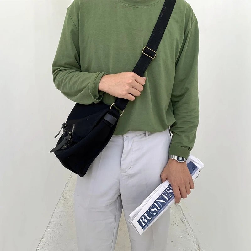 Causal Men‘s Bag Flap Buckle Shoulder Men Bag Japanese Teenager School Sling Man Streetwear Men Travel Cross Bags for Men - My Web Bazaar