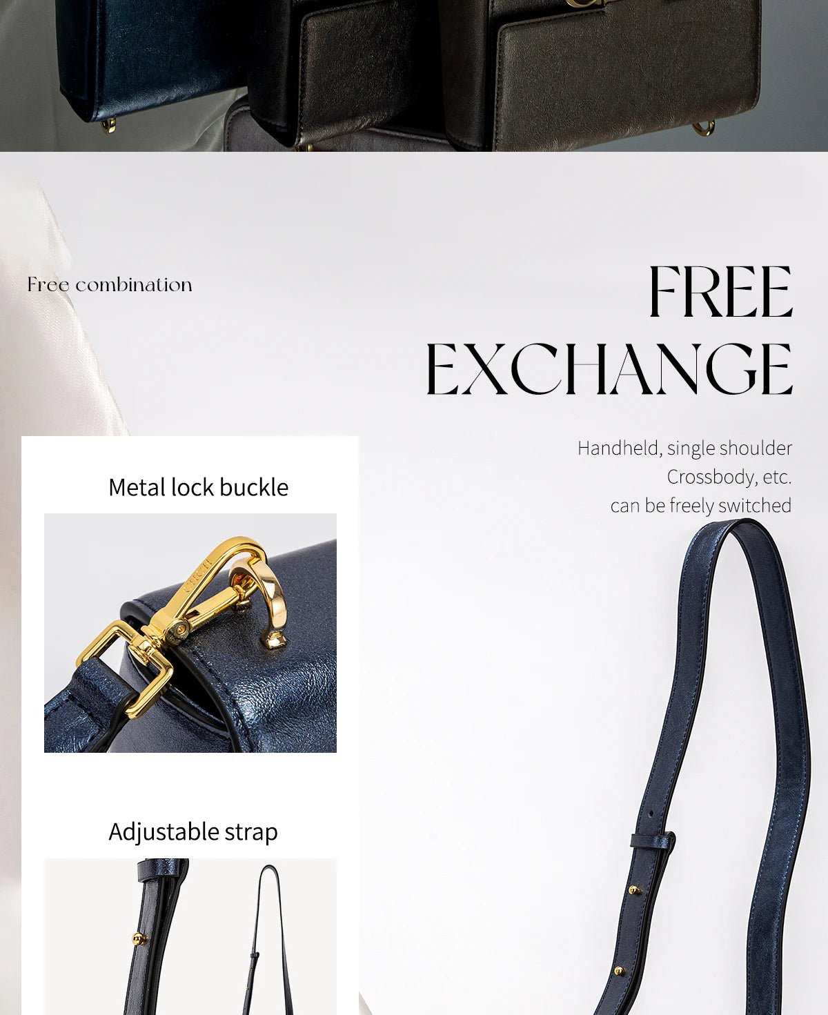 CHCH Women's Saddle Bag | Stylish Crossbody with Metal Texture - My Web Bazaar