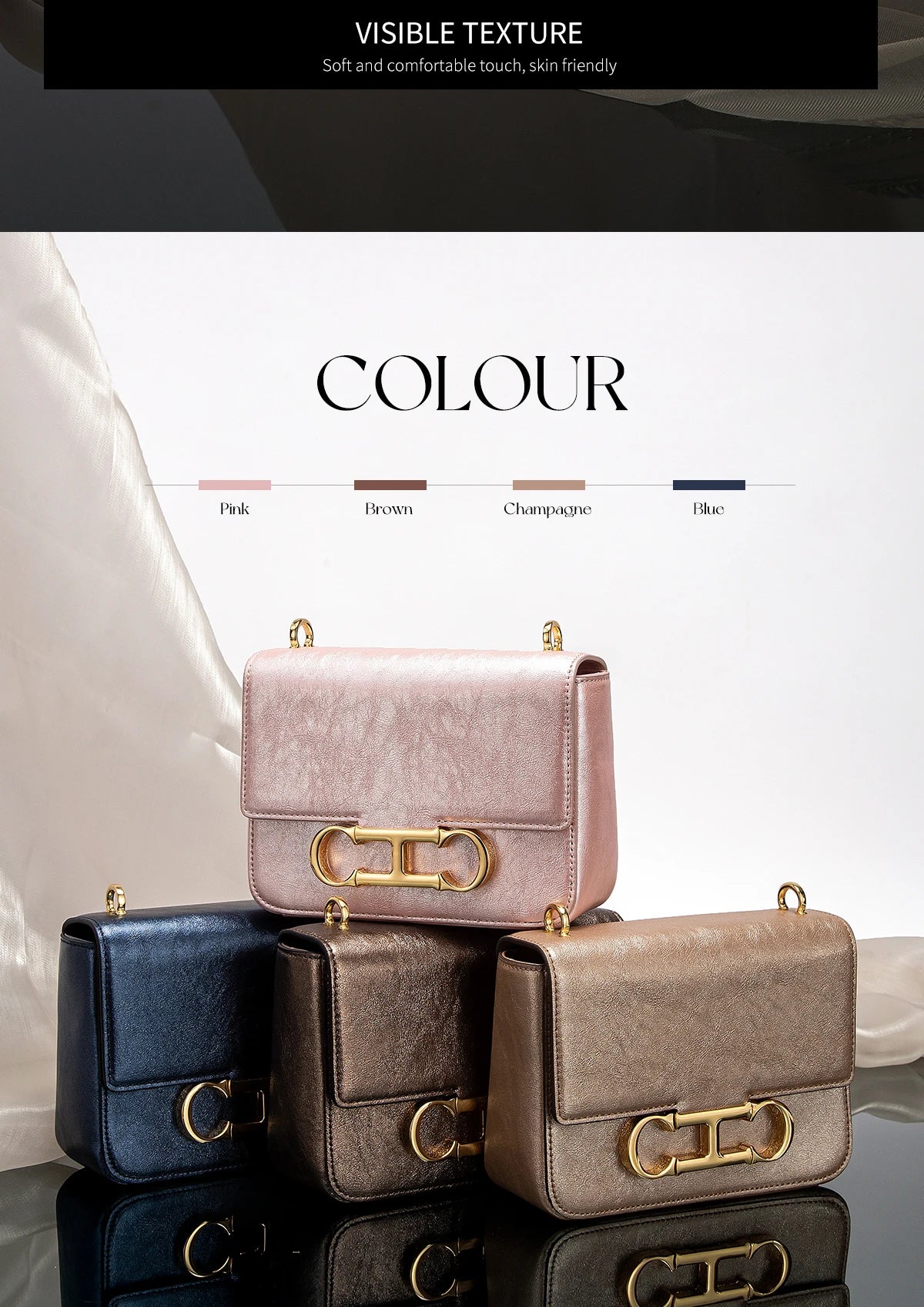 CHCH Women's Saddle Bag | Stylish Crossbody with Metal Texture - My Web Bazaar