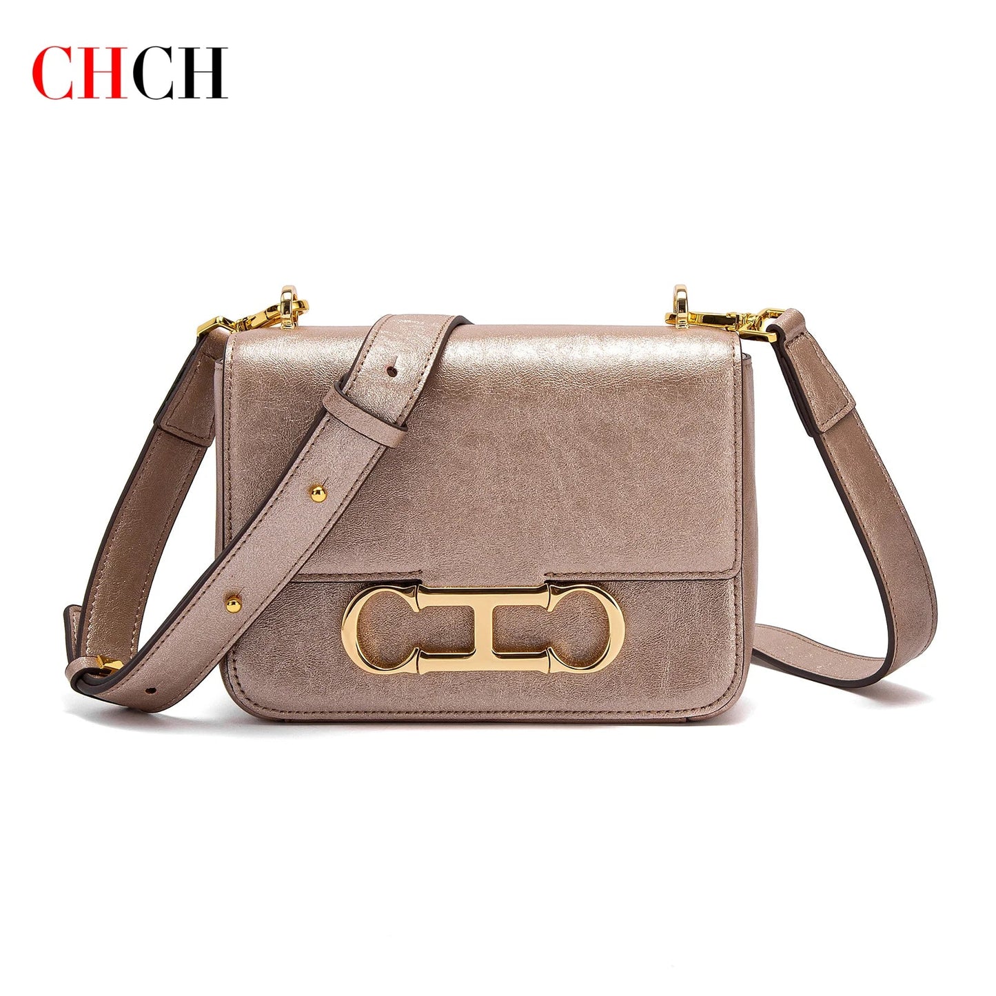 CHCH Women's Saddle Bag | Stylish Crossbody with Metal Texture - My Web Bazaar