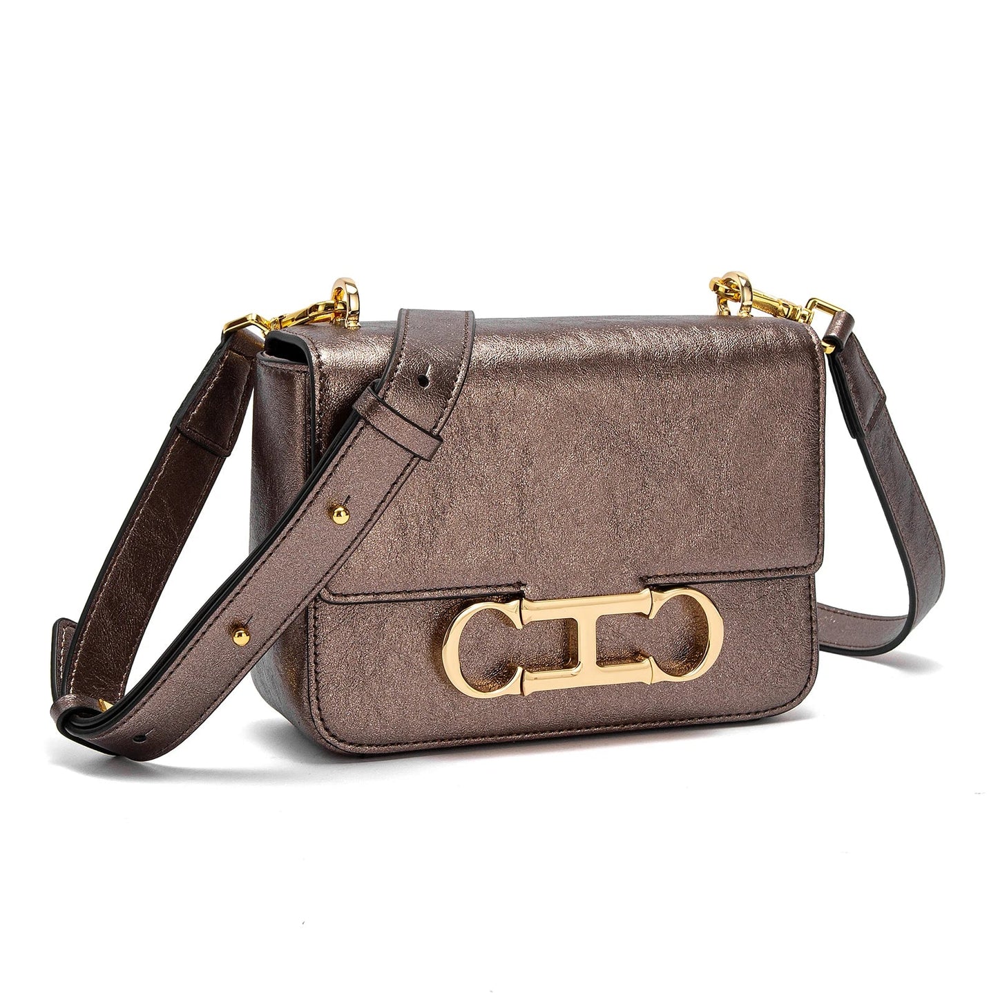 CHCH Women's Saddle Bag | Stylish Crossbody with Metal Texture - My Web Bazaar
