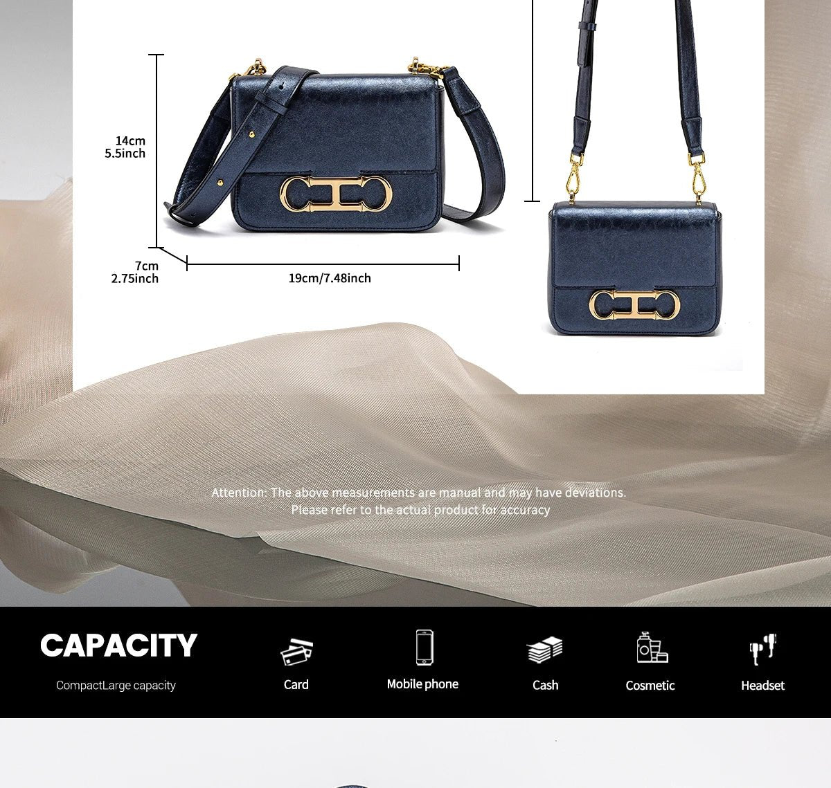 CHCH Women's Saddle Bag | Stylish Crossbody with Metal Texture - My Web Bazaar