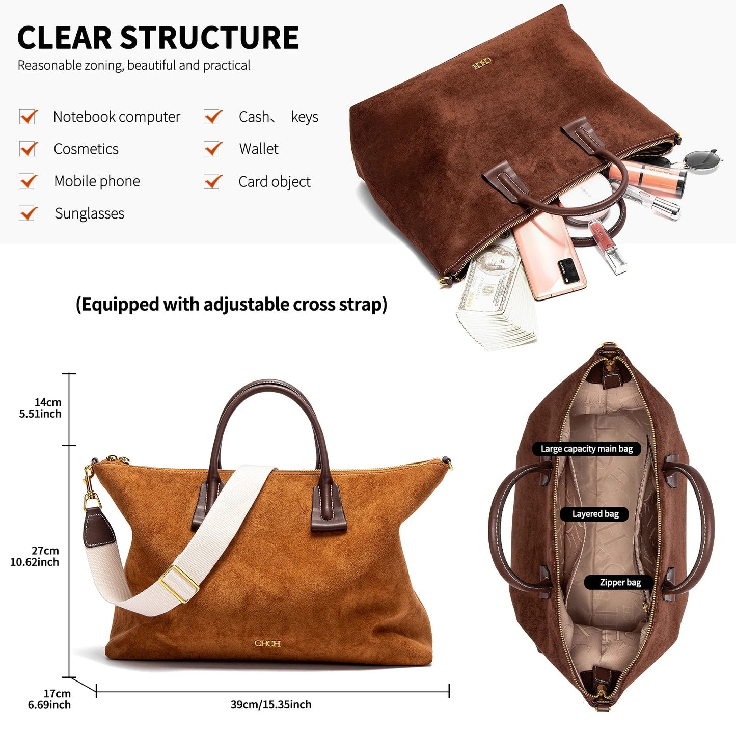 CHCH Women's Vintage Tote Bag | Large Capacity Crossbody Bag - My Web Bazaar