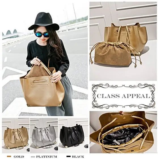 Class Appeal Handbags | Chic Vegan Leather in Gold, Platinum, Black - My Web Bazaar