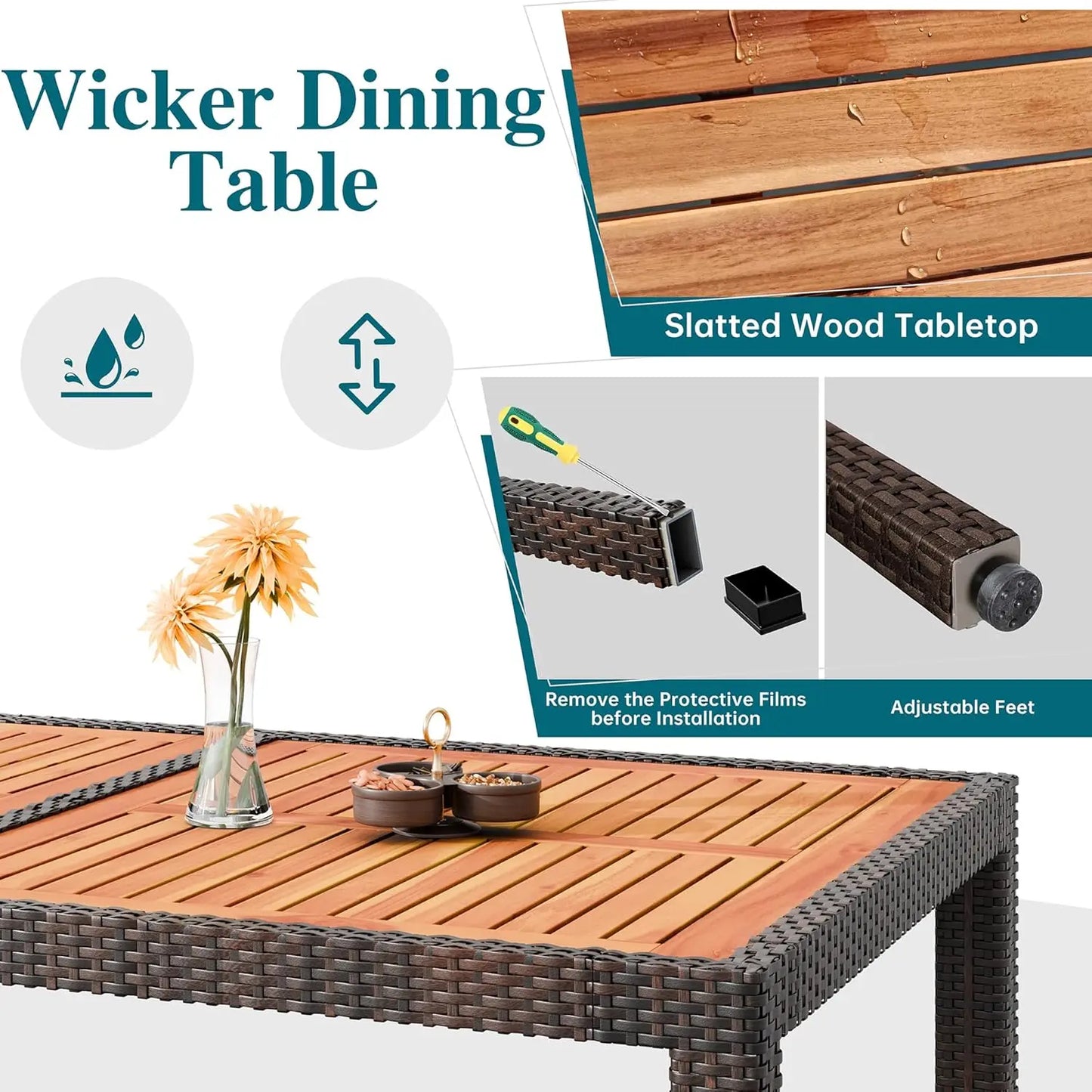 • PE wicker restaurant table and chair combo