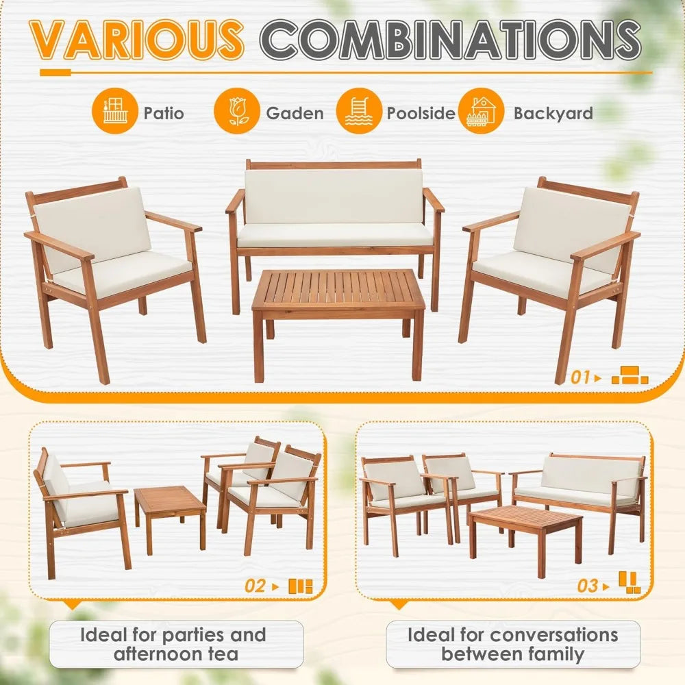 • Modern 4-piece porch furniture with cushions