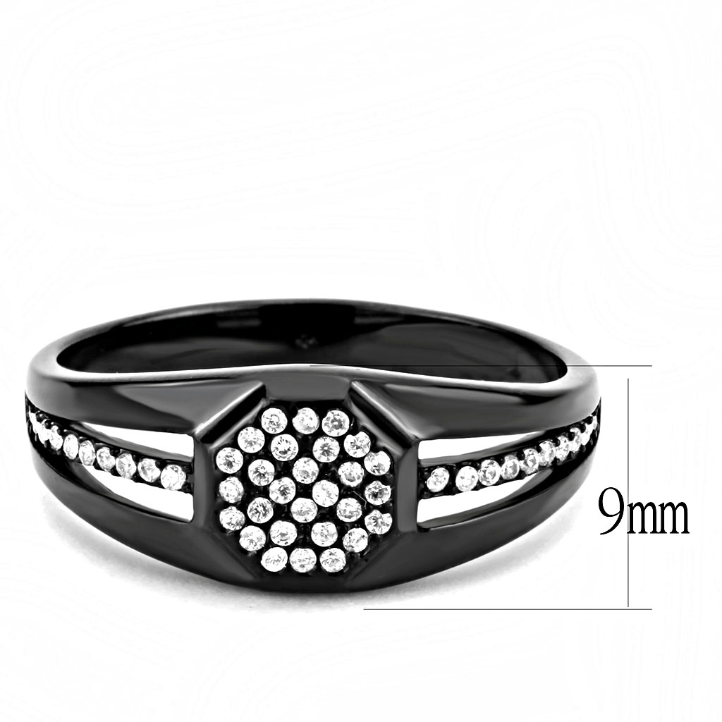 DA282 Black Stainless Steel Ring | Dazzling AAA CZ Brilliance - My Web Bazaar