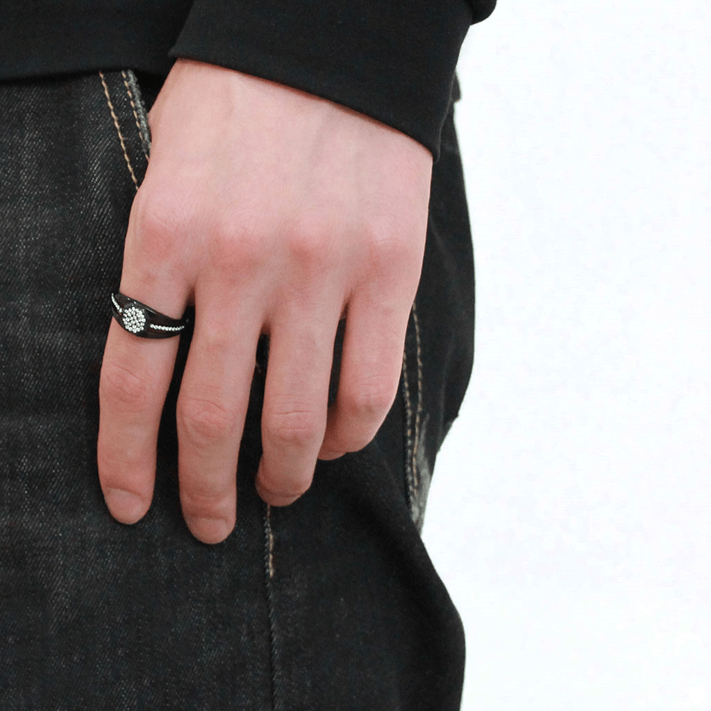 DA282 Black Stainless Steel Ring | Dazzling AAA CZ Brilliance - My Web Bazaar