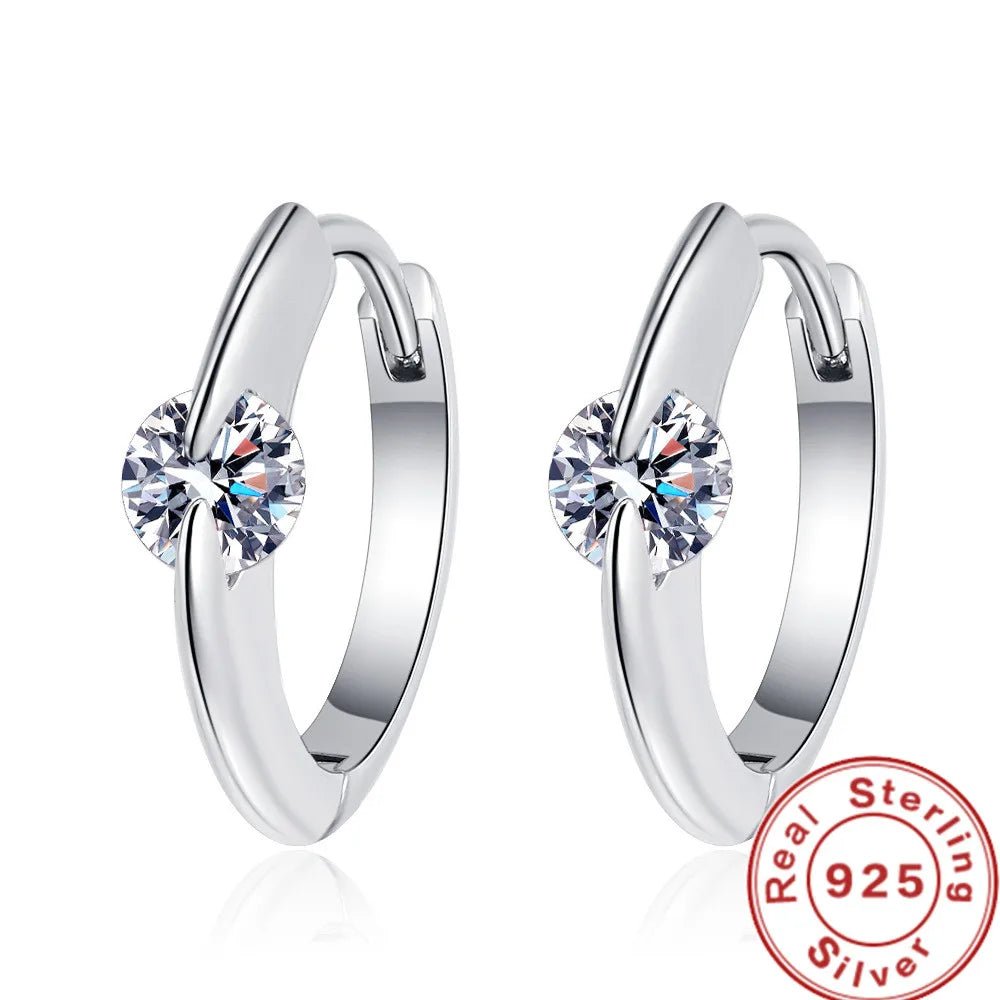 Elegant 925 Sterling Silver Crystal Hoop Earrings | Perfect Gift - My Web Bazaar