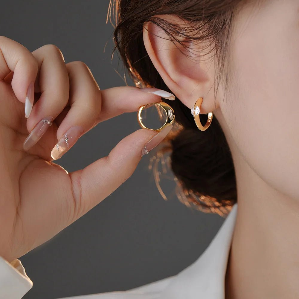 Elegant 925 Sterling Silver Crystal Hoop Earrings | Perfect Gift - My Web Bazaar