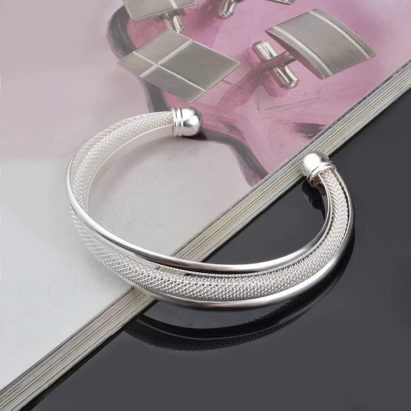 Elegant 925 Sterling Silver Reticulated Bracelet for Women - My Web Bazaar
