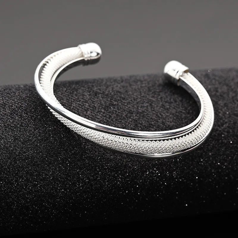 Elegant 925 Sterling Silver Reticulated Bracelet for Women - My Web Bazaar