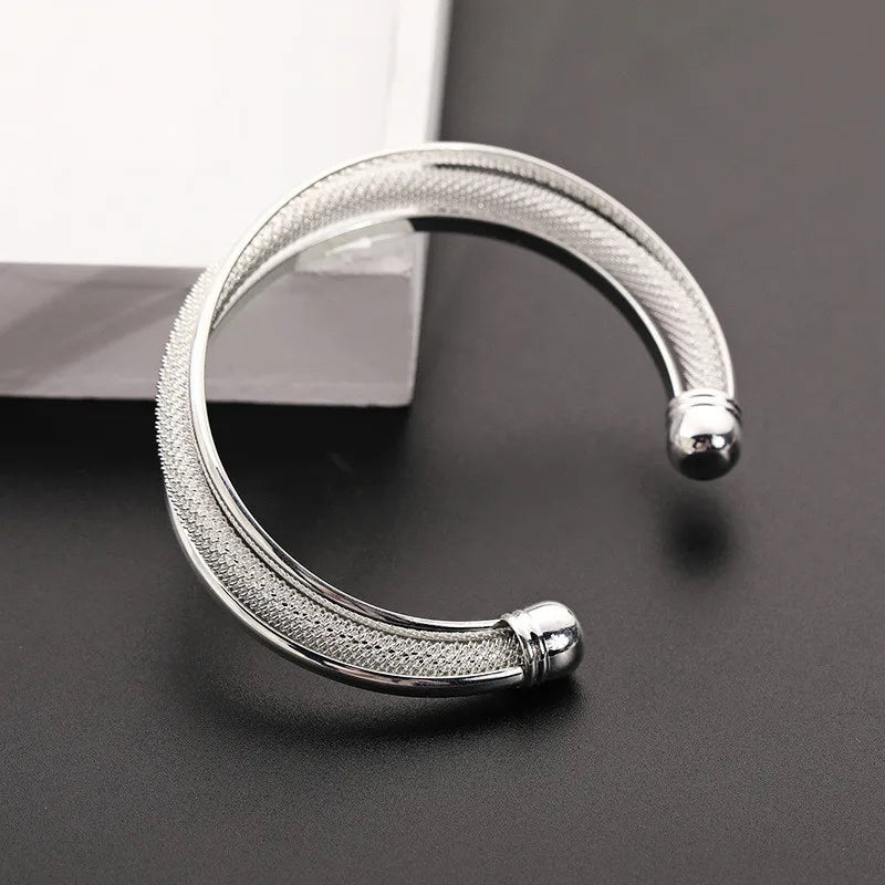 Elegant 925 Sterling Silver Reticulated Bracelet for Women - My Web Bazaar