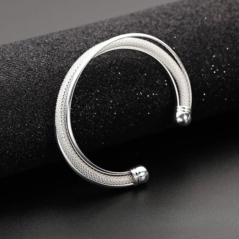 Elegant 925 Sterling Silver Reticulated Bracelet for Women - My Web Bazaar