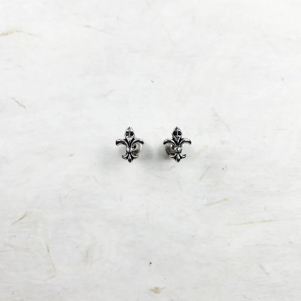 Elegant Fleur - de - lis Ear Studs | 925 Sterling Silver Jewelry - My Web Bazaar