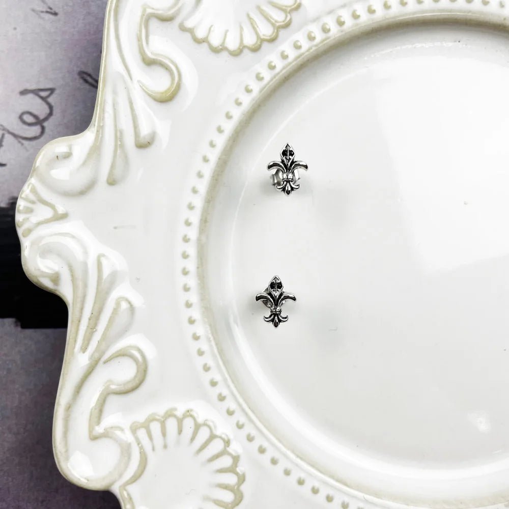 Elegant Fleur - de - lis Ear Studs | 925 Sterling Silver Jewelry - My Web Bazaar