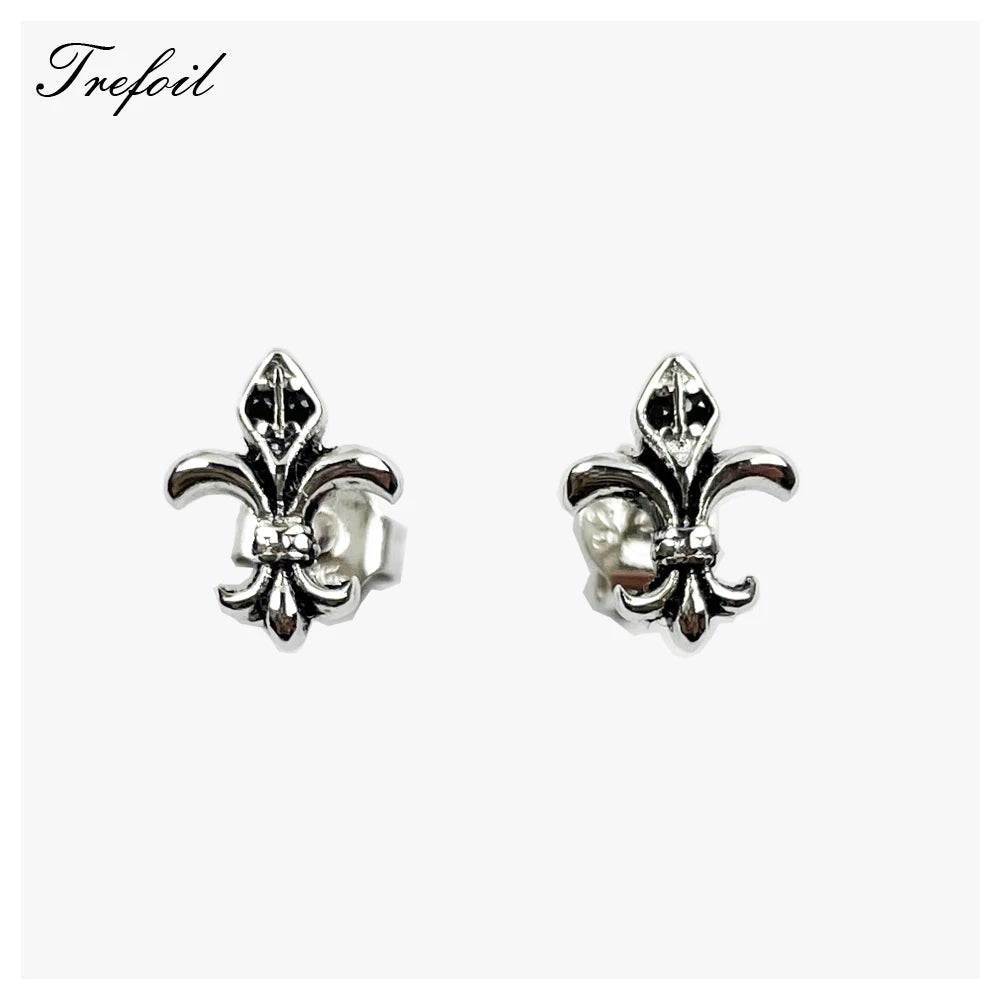 Elegant Fleur - de - lis Ear Studs | 925 Sterling Silver Jewelry - My Web Bazaar