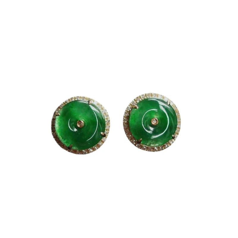 Elegant Green Chalcedony Earrings & Adjustable Ring Set - My Web Bazaar