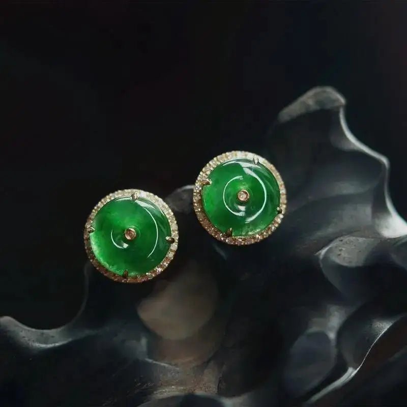 Elegant Green Chalcedony Earrings & Adjustable Ring Set - My Web Bazaar