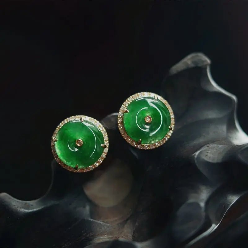 Elegant Green Chalcedony Earrings & Adjustable Ring Set - My Web Bazaar