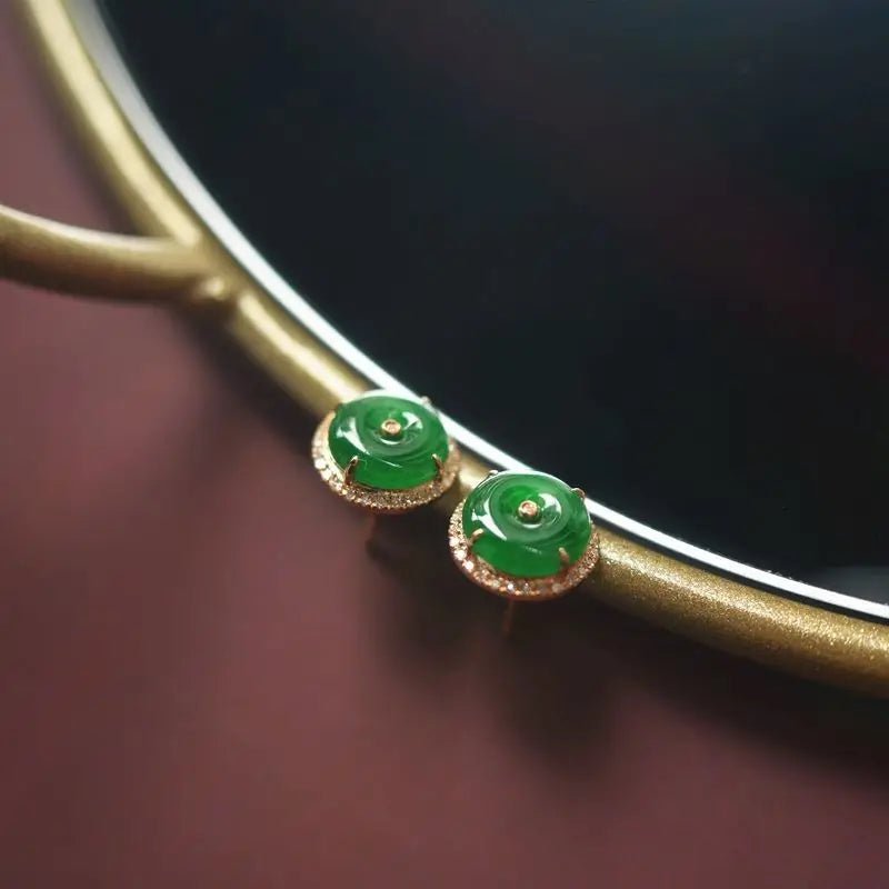 Elegant Green Chalcedony Earrings & Adjustable Ring Set - My Web Bazaar