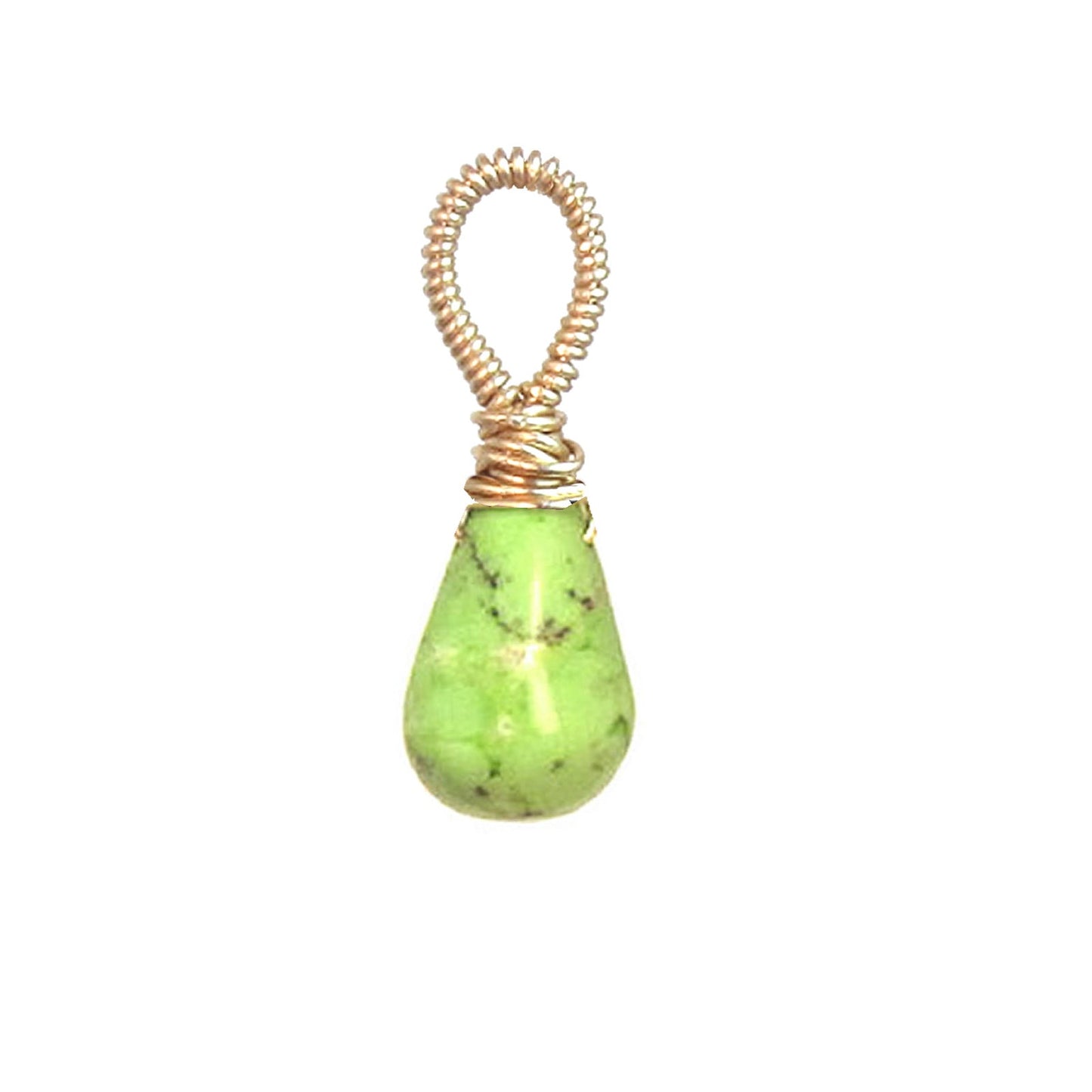 Elegant Lime Magnesite - Gold Pendant | Handmade Wire Wrap Jewelry - My Web Bazaar