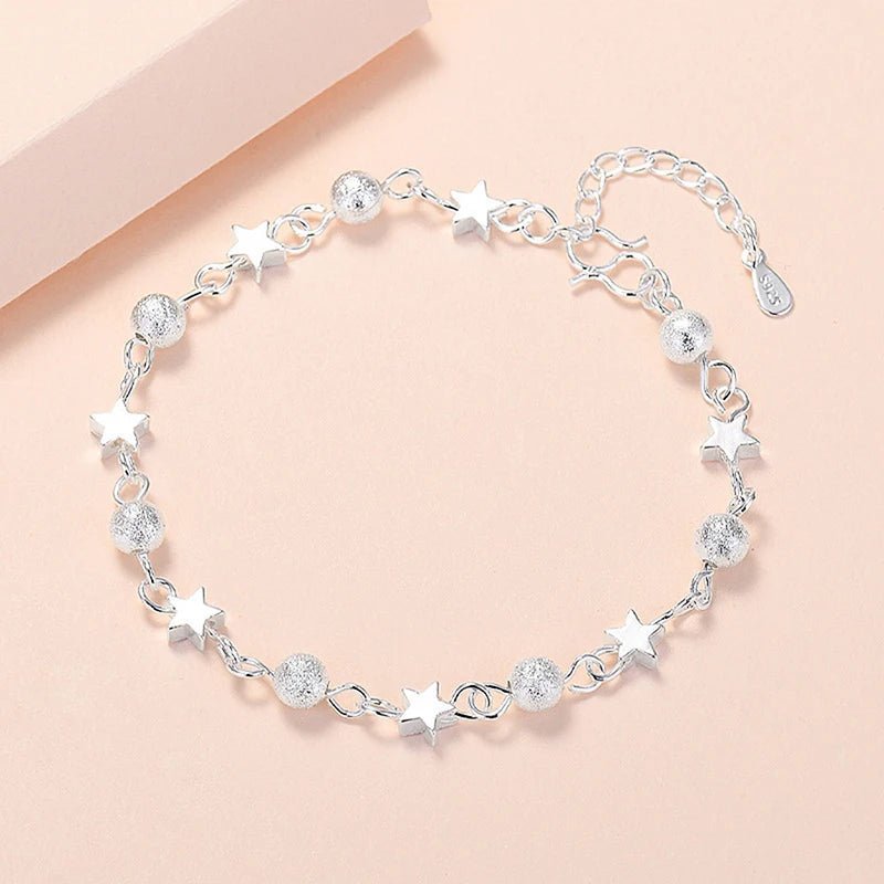 Elegant Silver Star Bracelet | Korean Fashion Jewelry for Women - My Web Bazaar