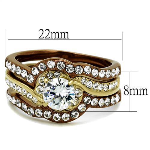 Elegant TK2669 Stainless Steel Ring | Dual - Tone CZ Brilliance - My Web Bazaar