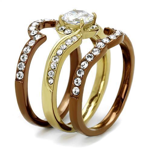 Elegant TK2669 Stainless Steel Ring | Dual - Tone CZ Brilliance - My Web Bazaar