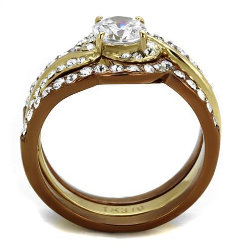 Elegant TK2669 Stainless Steel Ring | Dual - Tone CZ Brilliance - My Web Bazaar