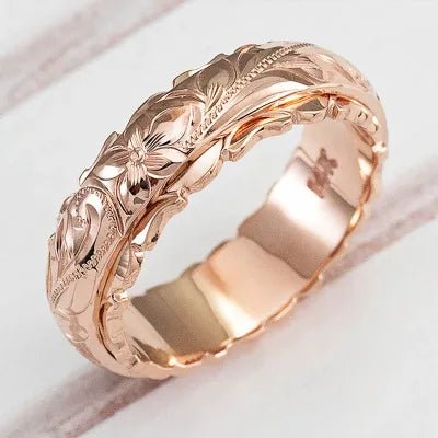 Elegant Yellow Gold Carved Rose Ring | Unisex 14k Jewelry - My Web Bazaar