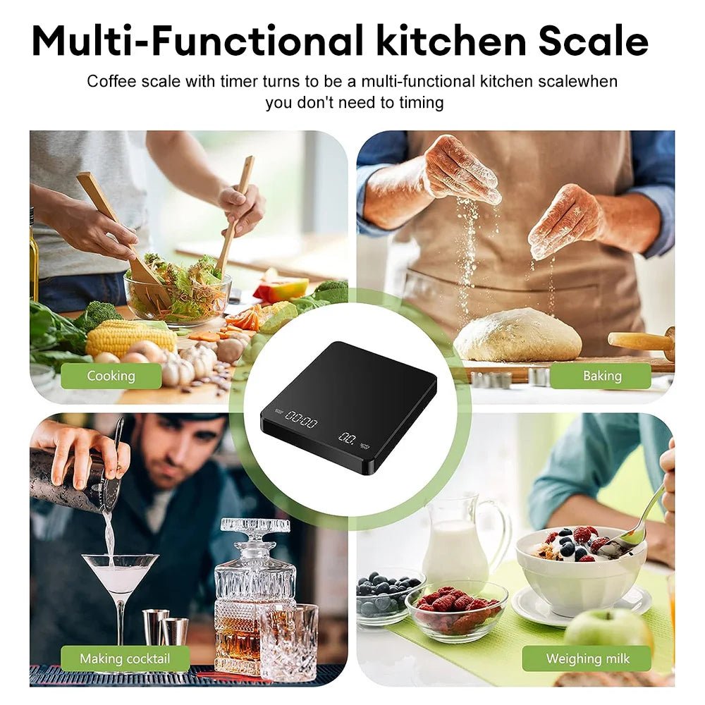 Espresso Kitchen Coffee Scale w/Smart Timer | Precision Brew Tool - My Web Bazaar