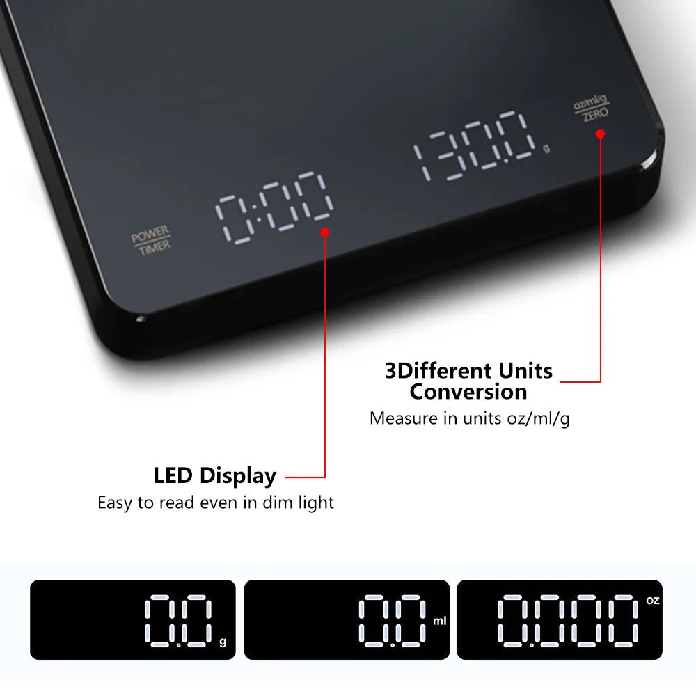 Espresso Kitchen Coffee Scale w/Smart Timer | Precision Brew Tool - My Web Bazaar