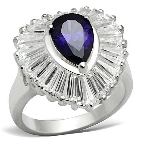 Exquisite SS004 Silver 925 Ring | AAA Grade CZ in Tanzanite - My Web Bazaar