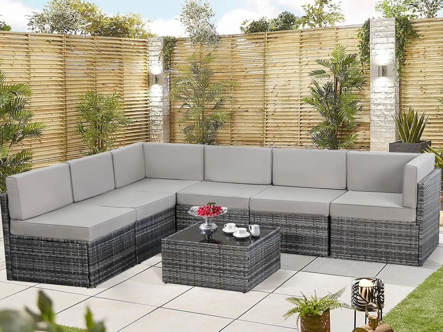 • Weather-resistant modular chair set