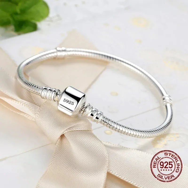 Handmade 925 Sterling Silver Charm Bracelet | Smooth Snake Design - My Web Bazaar